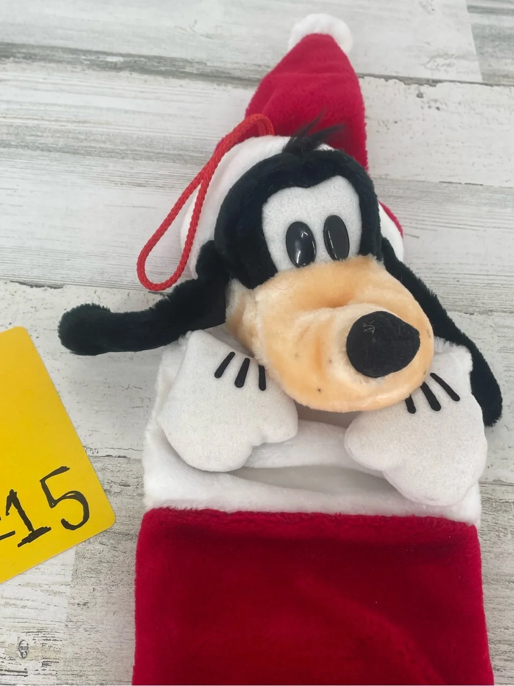 Vintage Goofy 3D Christmas Stocking Red Plush White Paws Gloves 20 Inch Disney